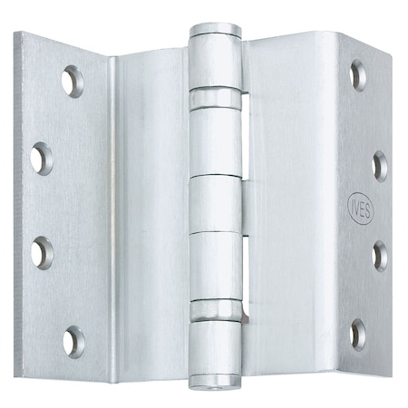 Ives Commercial 4-1/2" x 4-1/2" Five Knuckle Ball Bearing Heavy Weight Hinge with Hospital Tip Satin Chrome Finish 5BB1HWSC412652HT